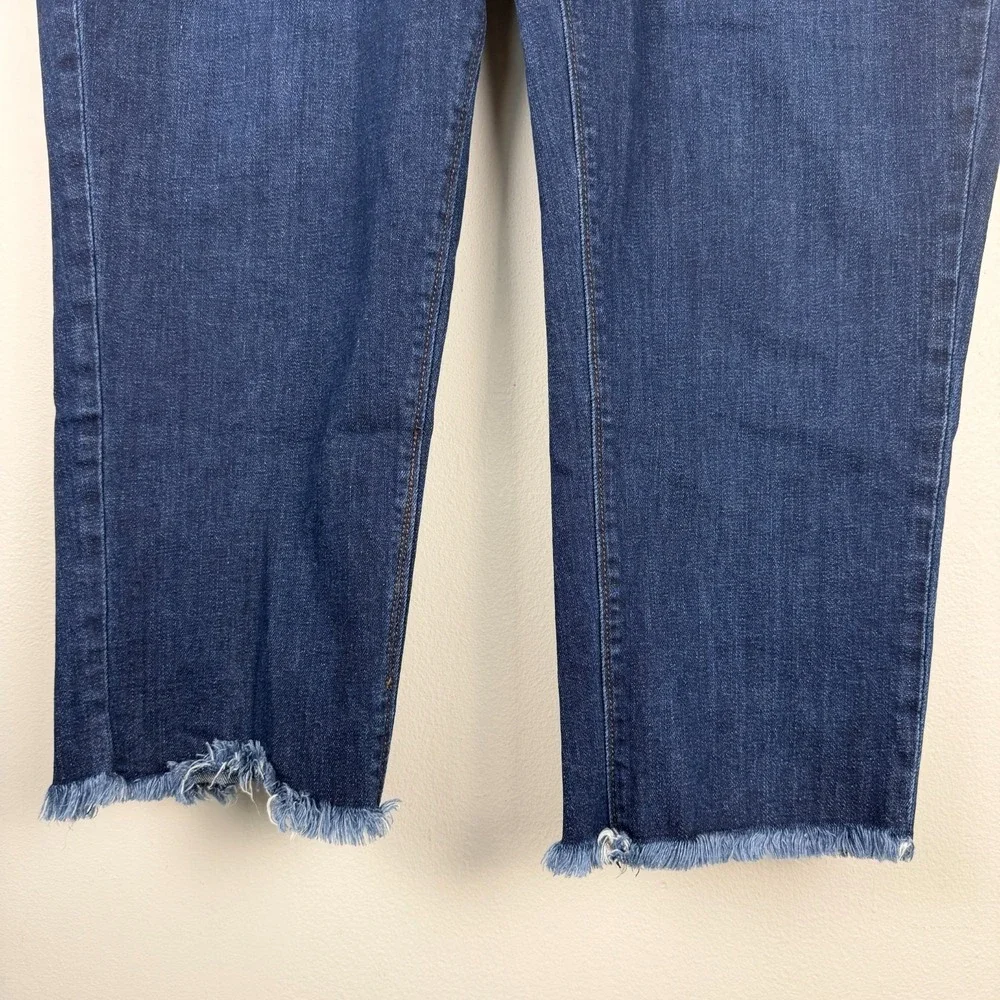 Loft Outlet Skinny Crop Jeans Women 16 (38x24.5) Blue Denim Frayed Hem Dark Wash